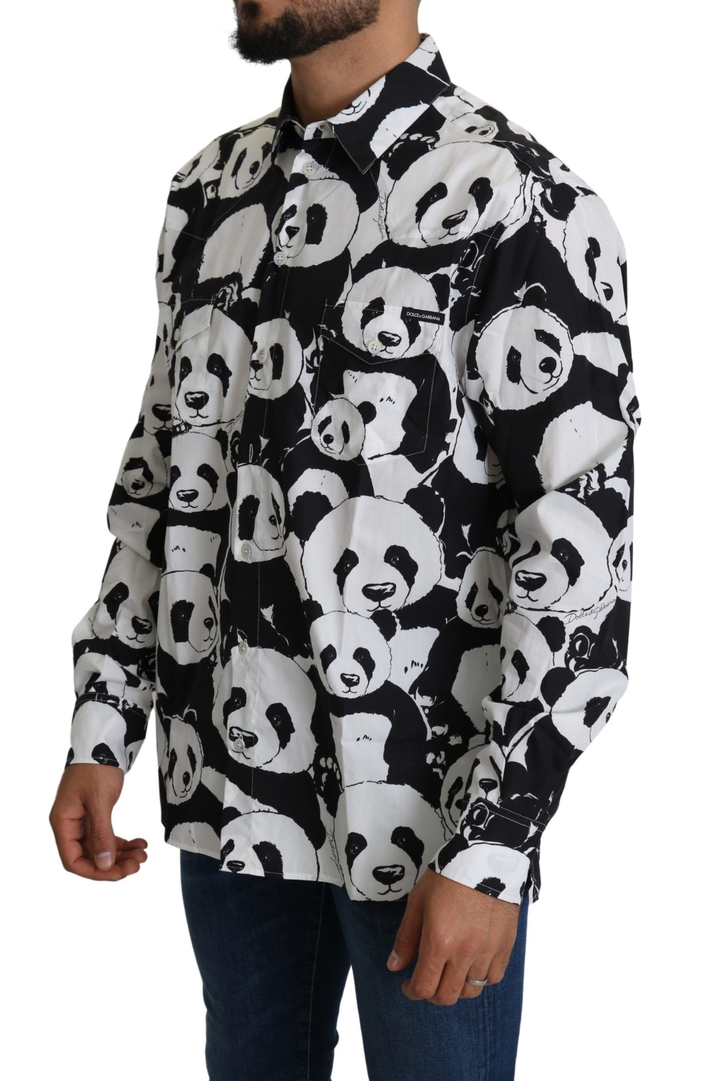 Dolce & Gabbana Panda Print Pure Cotton Shirt - Black White IT37 / XS