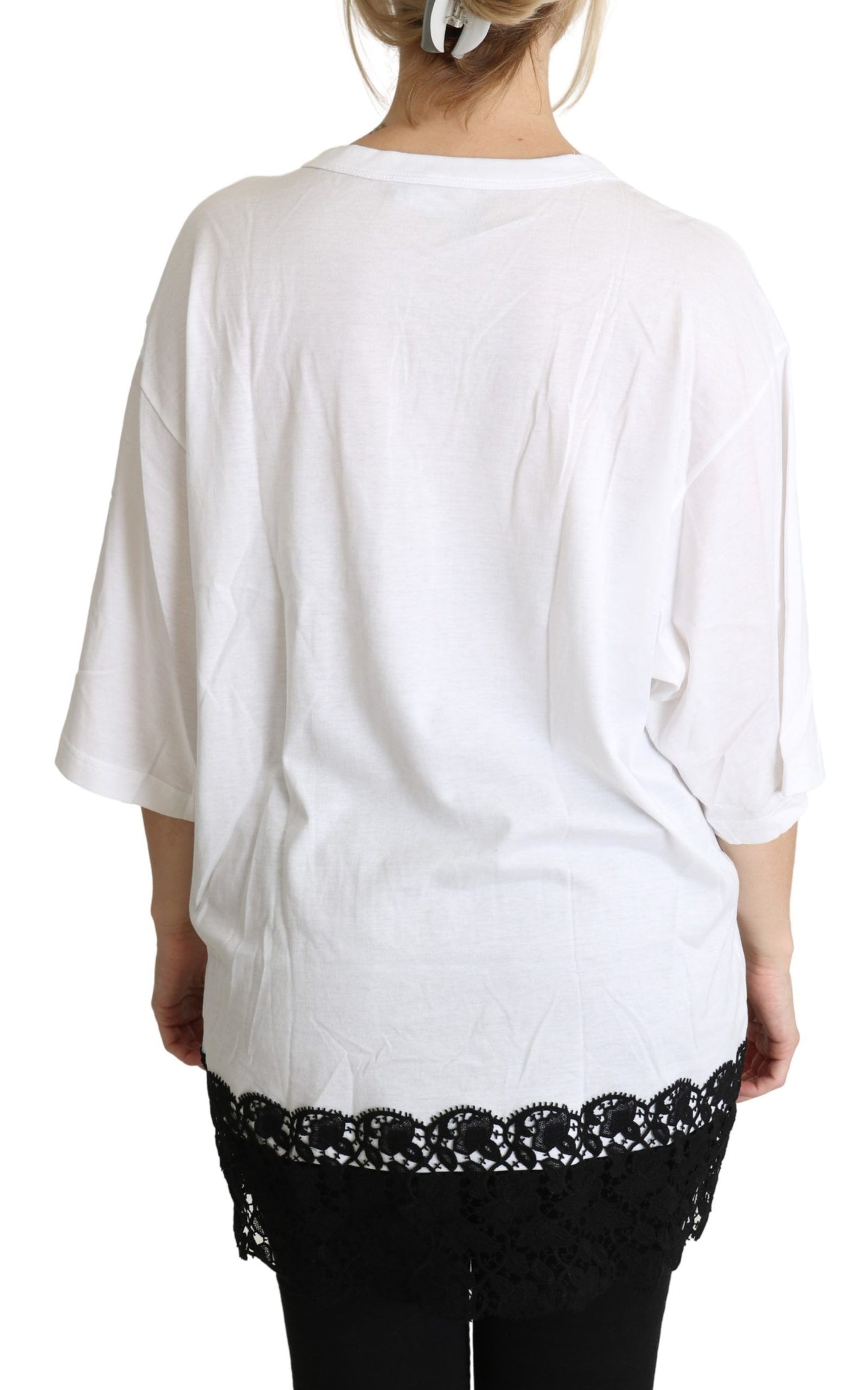 Dolce & Gabbana Elegant White Cotton Blend T-Shirt IT38 | XS