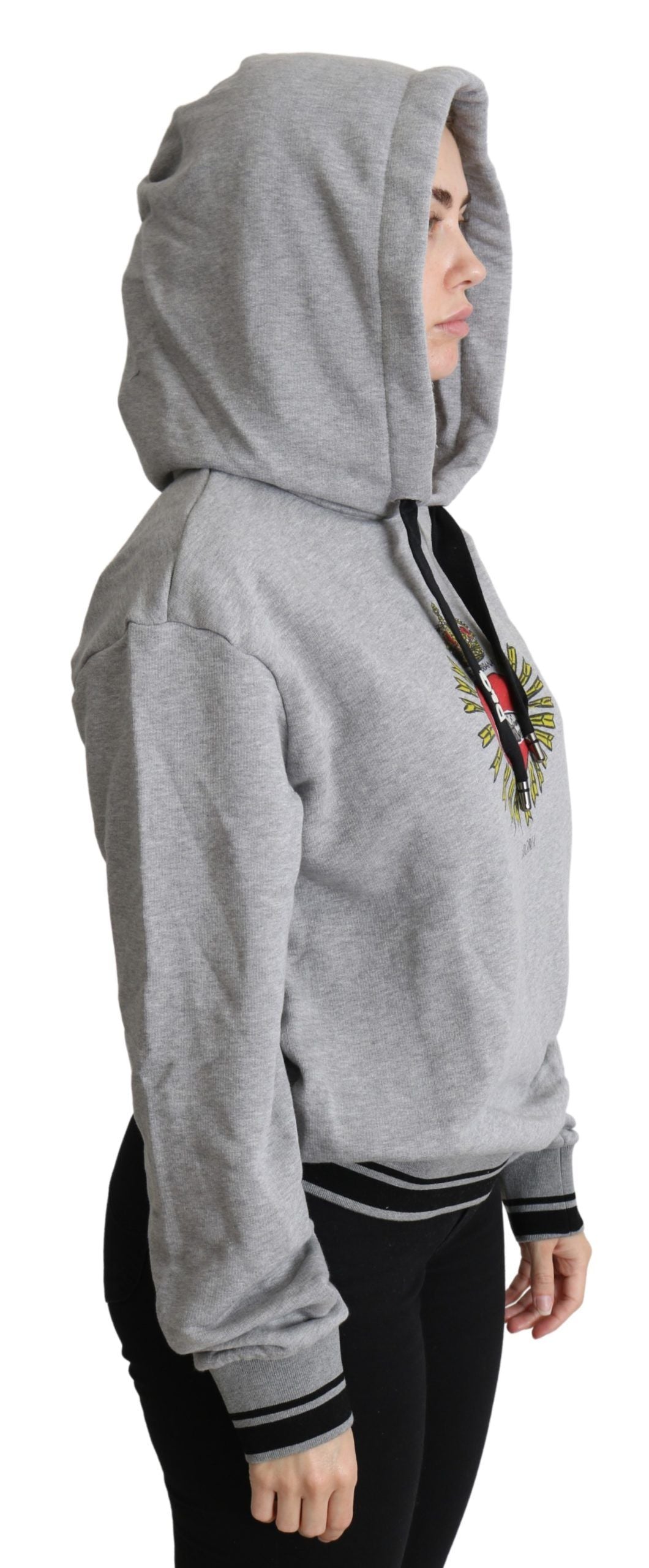 Dolce & Gabbana Exclusive Hooded Gray Cotton Sweater IT38 | XS