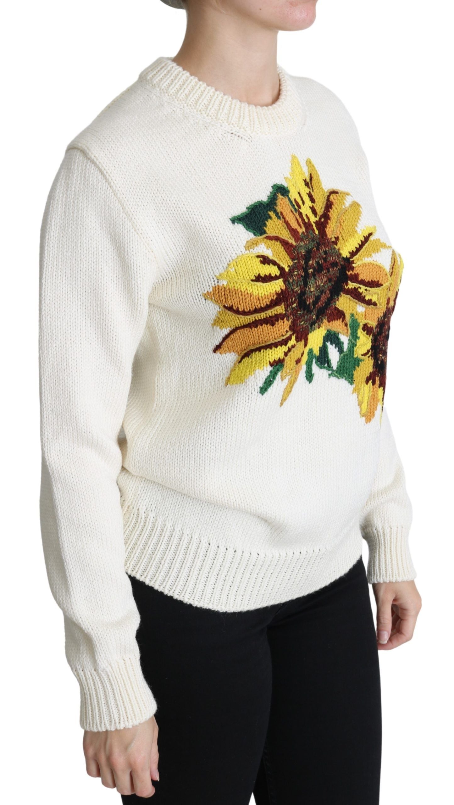 Dolce & Gabbana Elegant Knitted Sunflower Sweater IT36 / XS