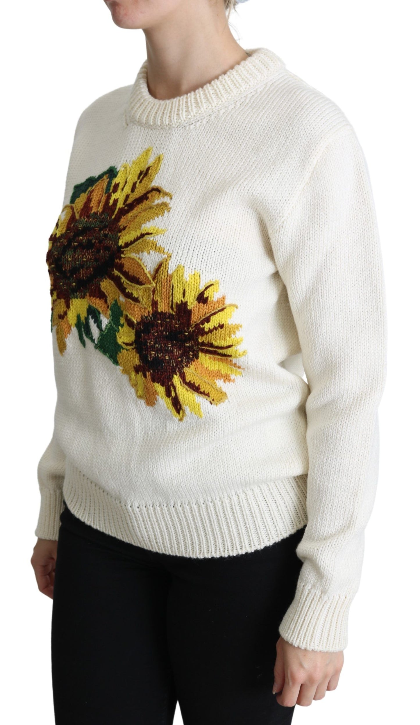 Dolce & Gabbana Elegant Knitted Sunflower Sweater IT36 / XS