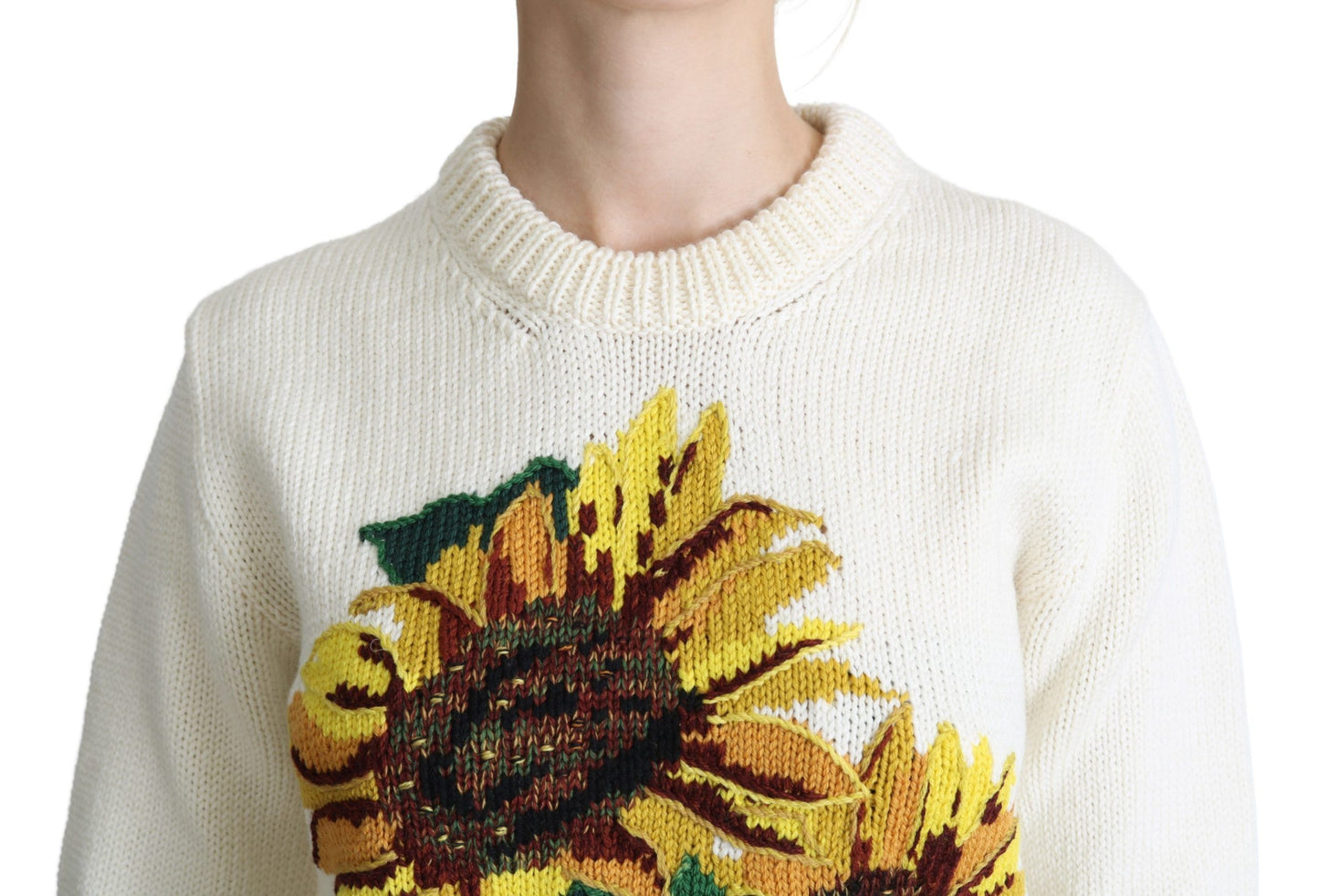 Dolce & Gabbana Elegant Knitted Sunflower Sweater IT36 / XS