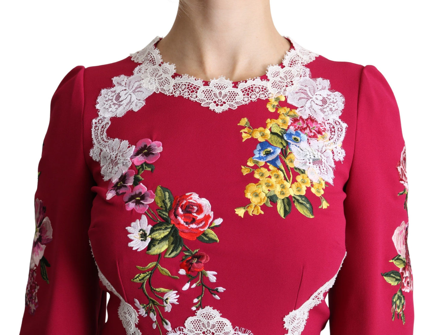 Dolce & Gabbana Floral Embroidered Sheath Midi Dress IT42 | M