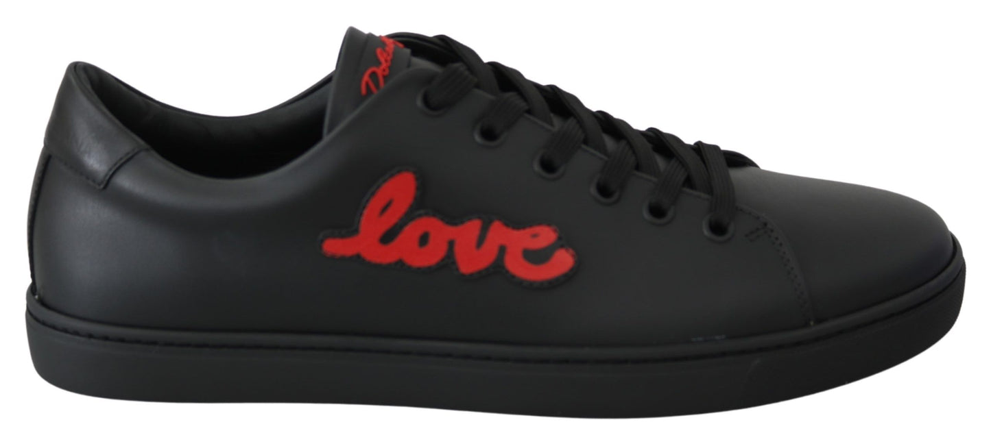 Dolce & Gabbana Elegant Leather Sneakers with Red Accents EU35 / US4.5