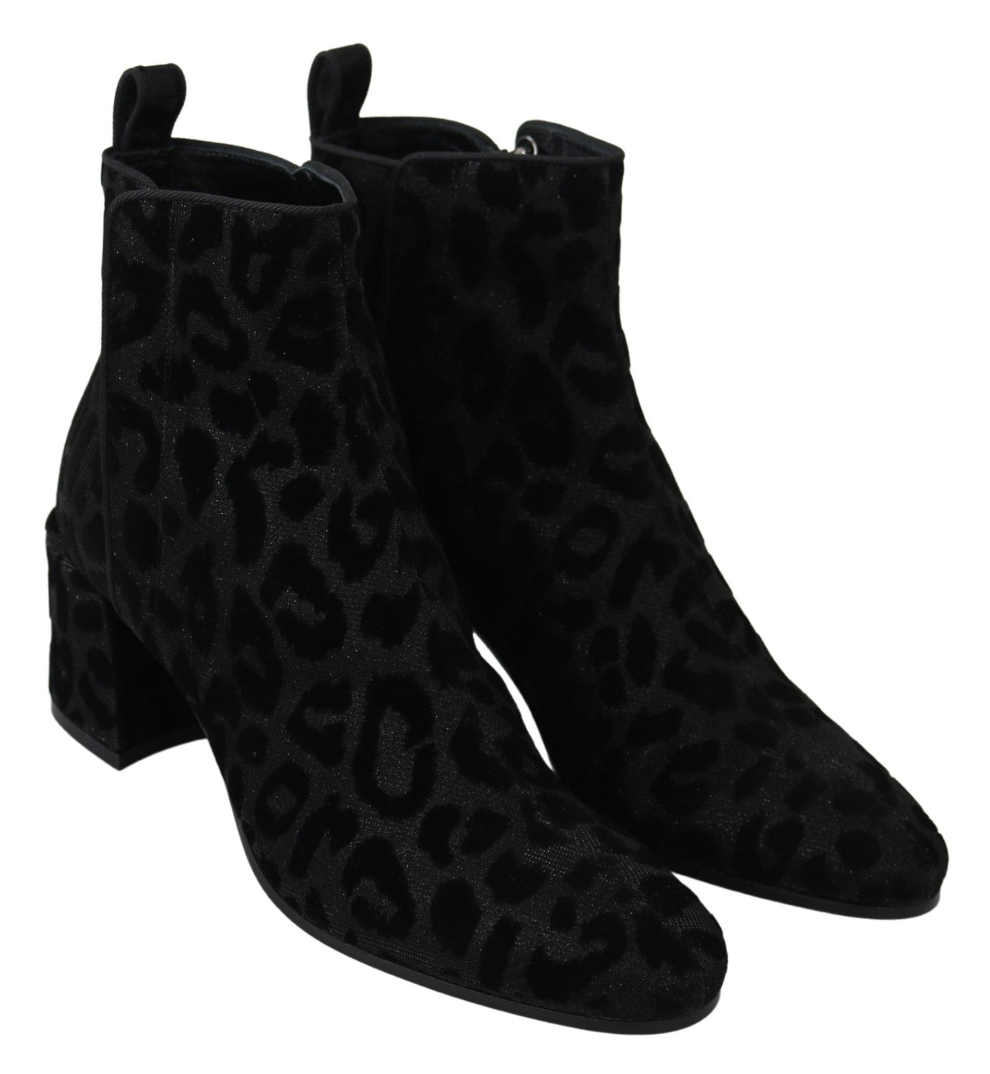 Dolce & Gabbana Elegant Black Leopard Print Short Boots EU36.5 / US6