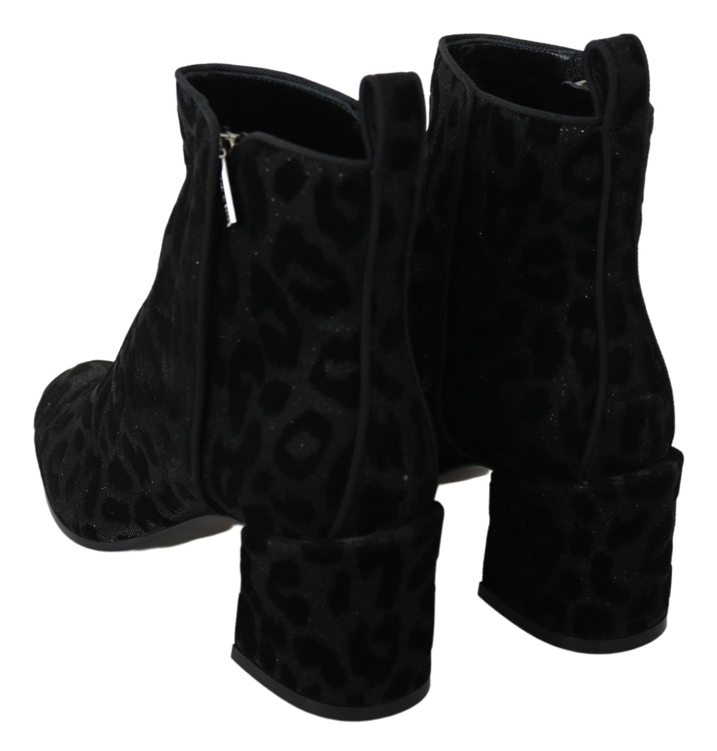 Dolce & Gabbana Elegant Black Leopard Print Short Boots EU36.5 / US6