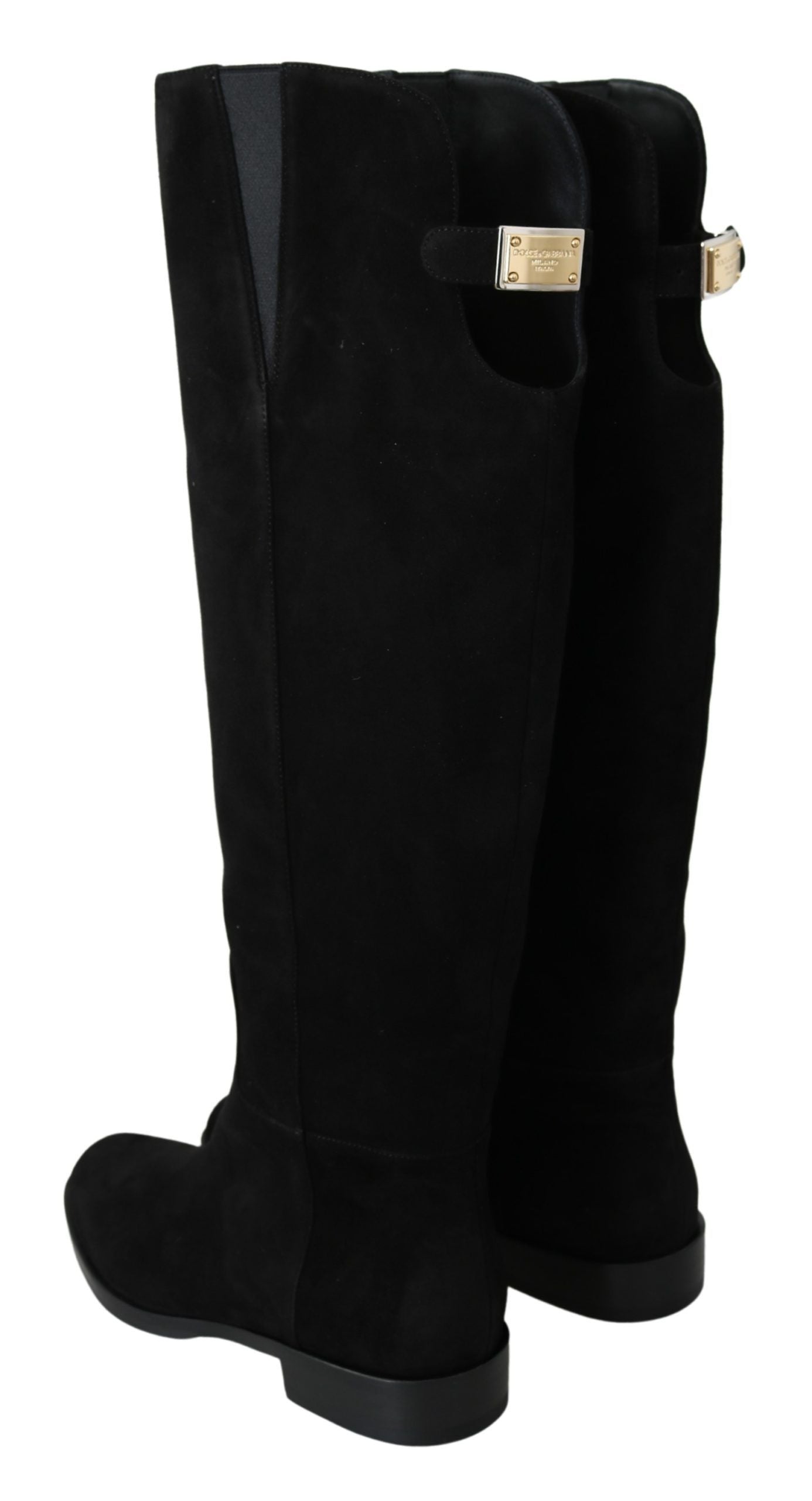 Dolce & Gabbana Elegant Black Suede Knee High Boots EU35 / US4.5