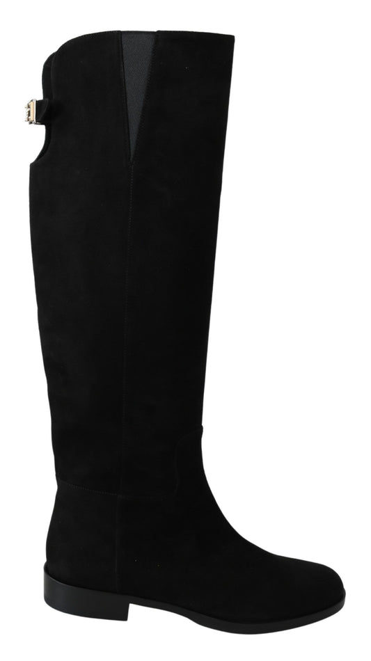 Dolce & Gabbana Elegant Black Suede Knee High Boots EU35 / US4.5