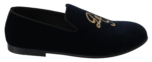 Dolce & Gabbana Elegant Blue Embroidered Loafers EU39.5 / US6.5