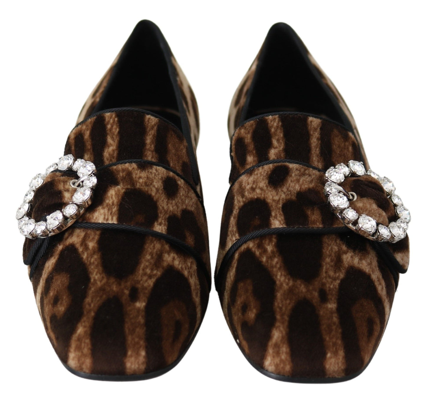 Dolce & Gabbana Leopard Print Crystal Embellished Loafers EU35 / US4.5