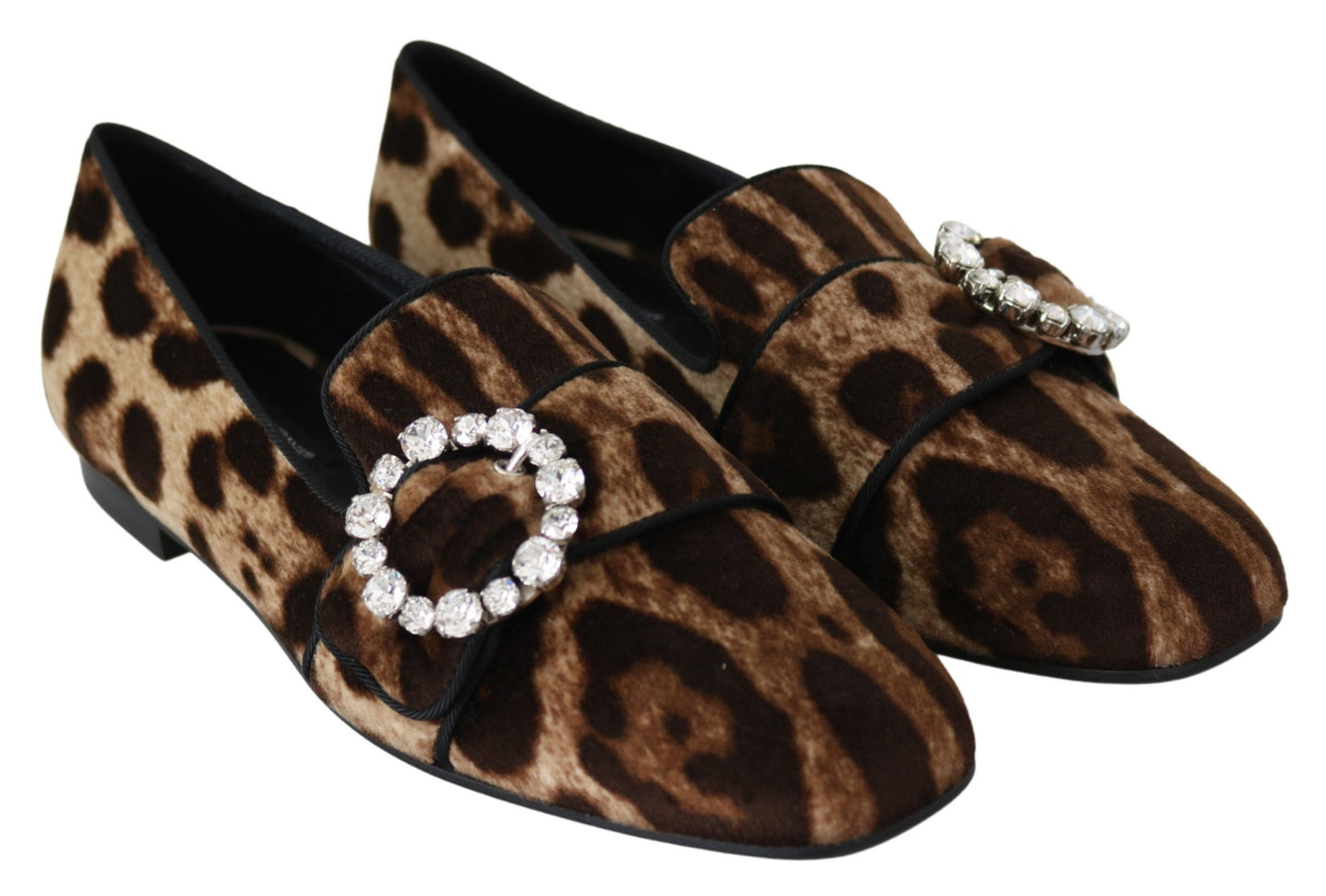 Dolce & Gabbana Leopard Print Crystal Embellished Loafers EU35 / US4.5