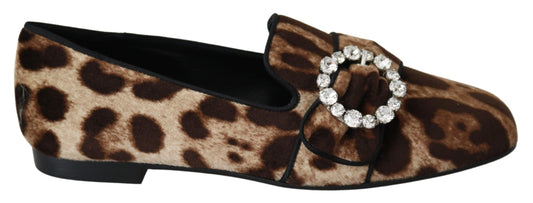 Dolce & Gabbana Leopard Print Crystal Embellished Loafers EU35 / US4.5