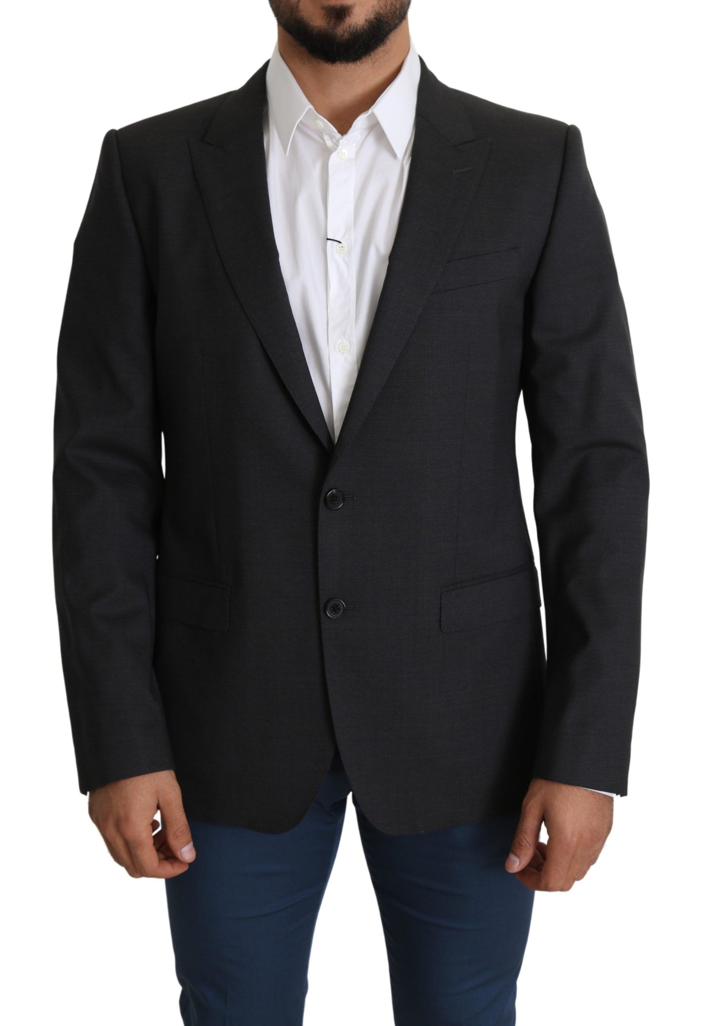 Dolce & Gabbana Elegant Gray Wool Silk Blend Slim Fit Blazer IT52 / XL