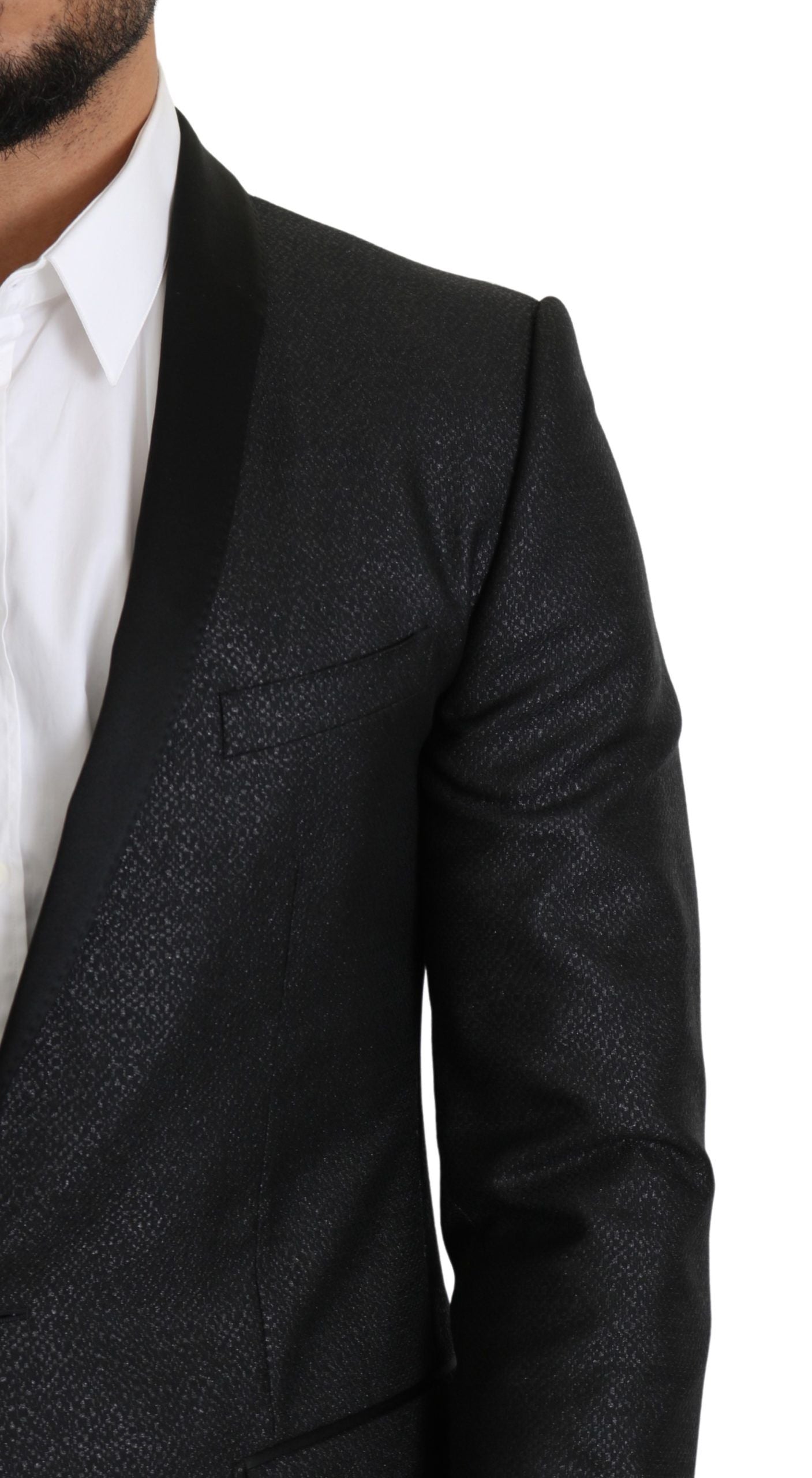 Dolce & Gabbana Elegant Black Jacquard Slim Fit Blazer IT50 / L