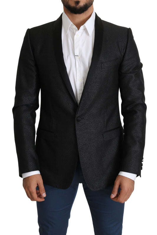 Dolce & Gabbana Elegant Black Jacquard Slim Fit Blazer IT50 / L