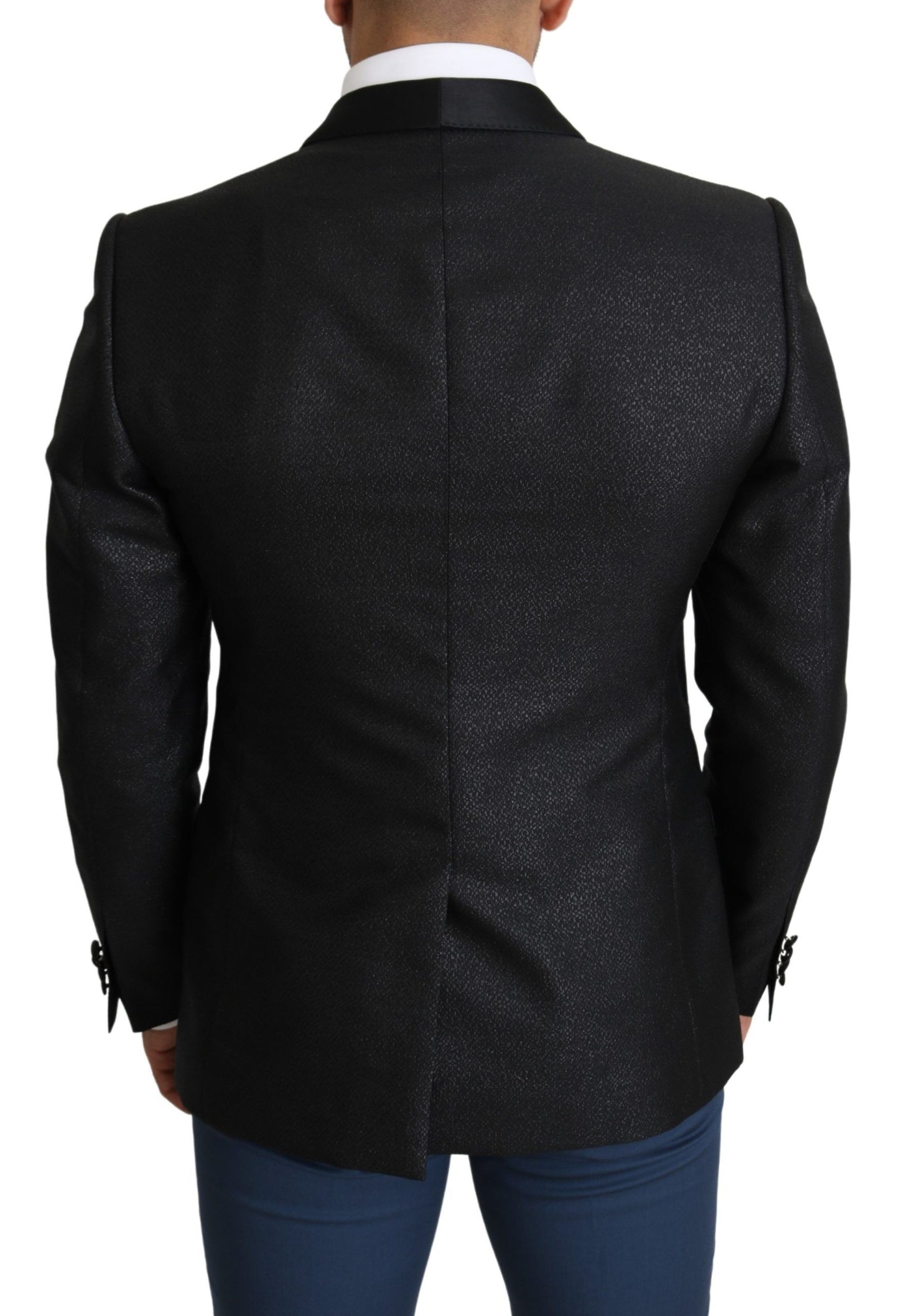 Dolce & Gabbana Elegant Black Jacquard Slim Fit Blazer IT50 / L