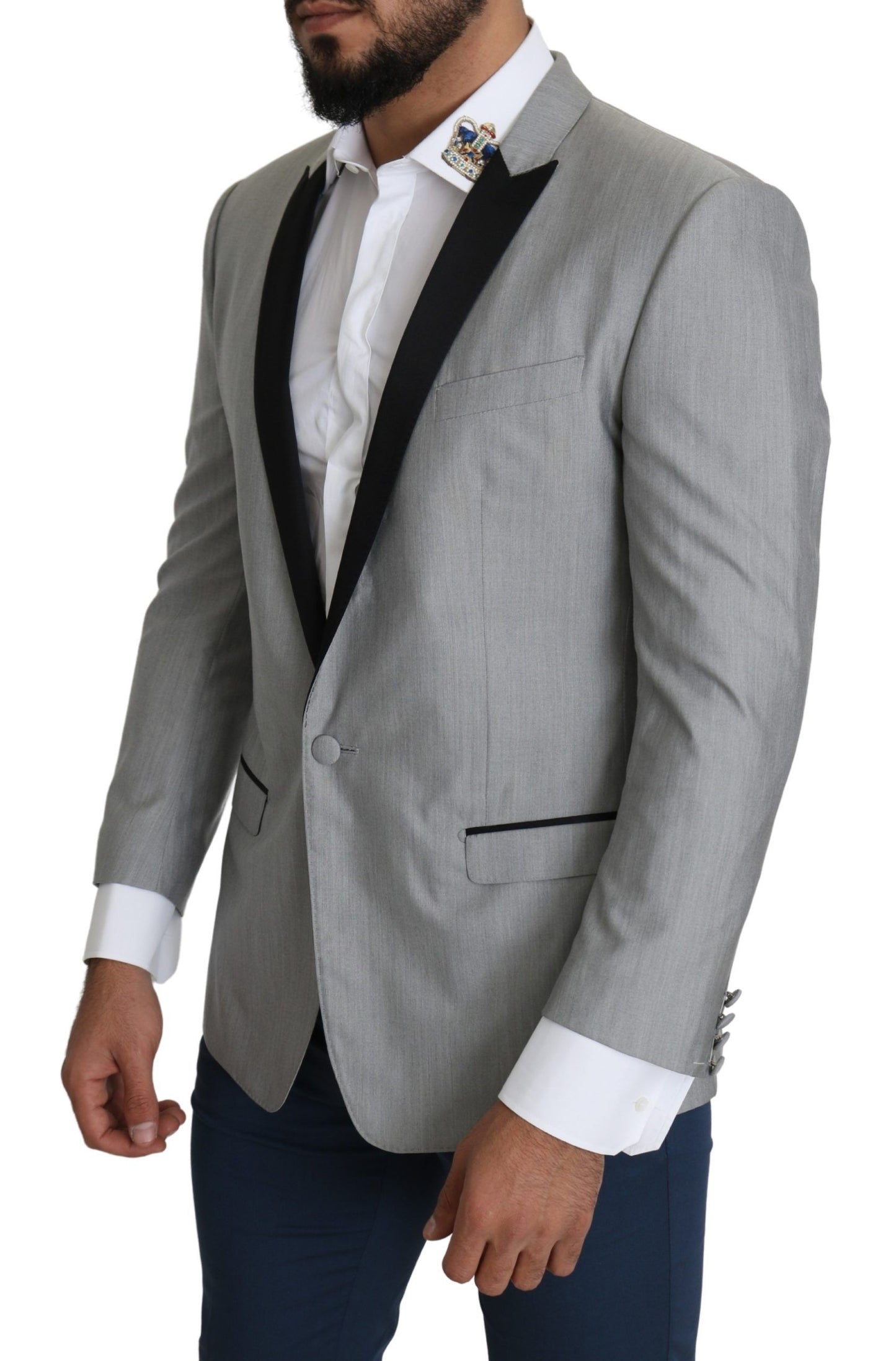 Dolce & Gabbana Elegant Silk Blend Light Gray Blazer IT50 / L