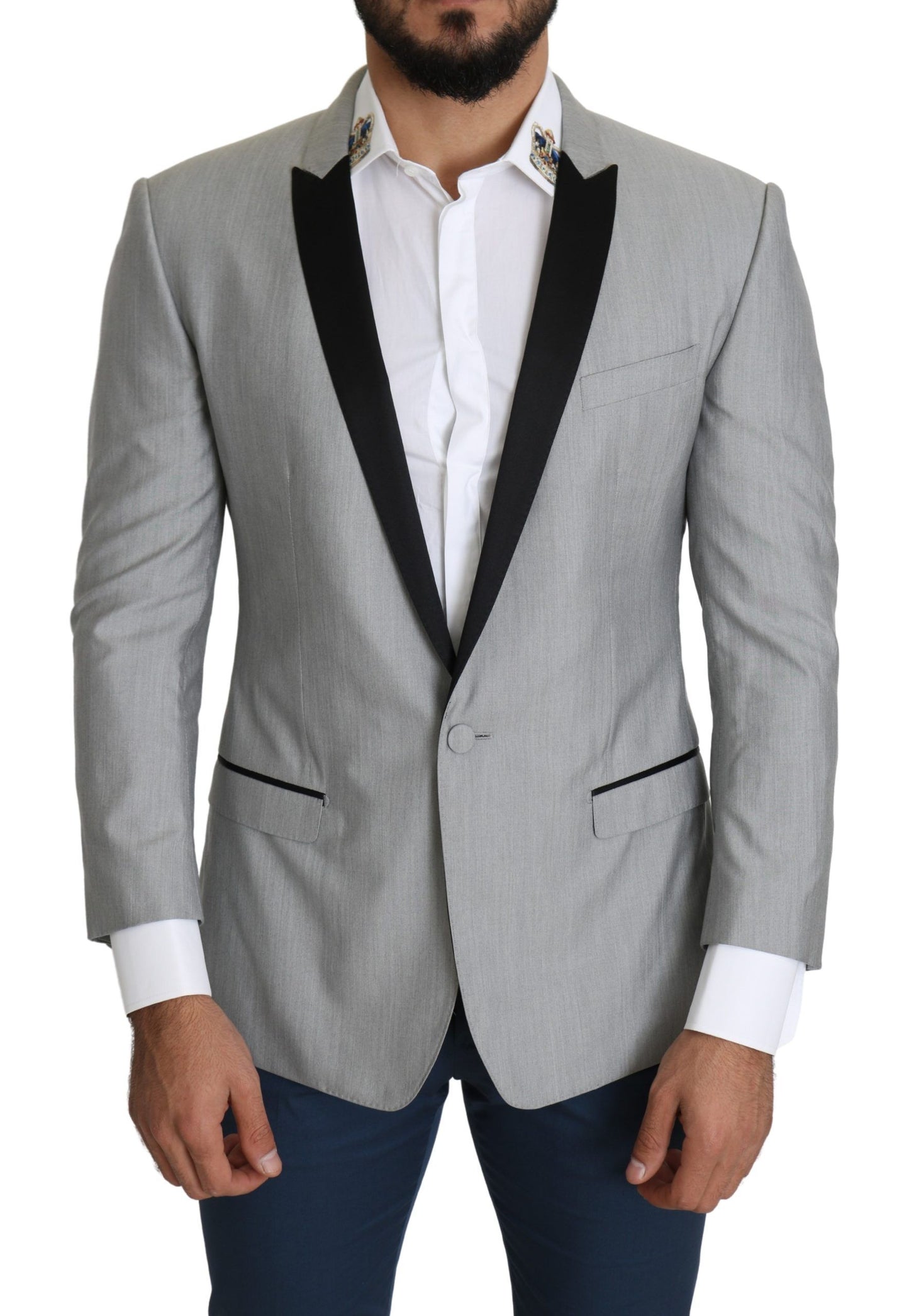 Dolce & Gabbana Elegant Silk Blend Light Gray Blazer IT50 / L