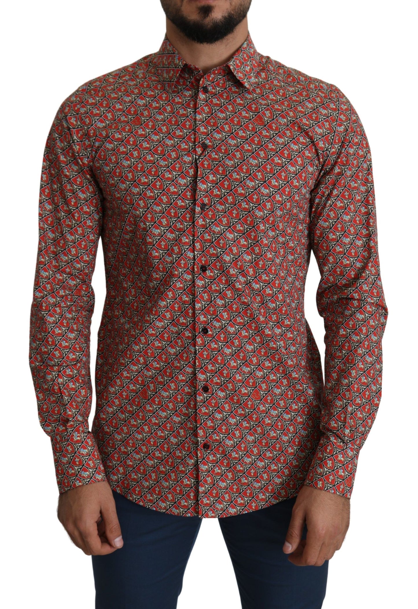 Dolce & Gabbana Elegant Red Martini Fit Cotton Shirt IT39 / S