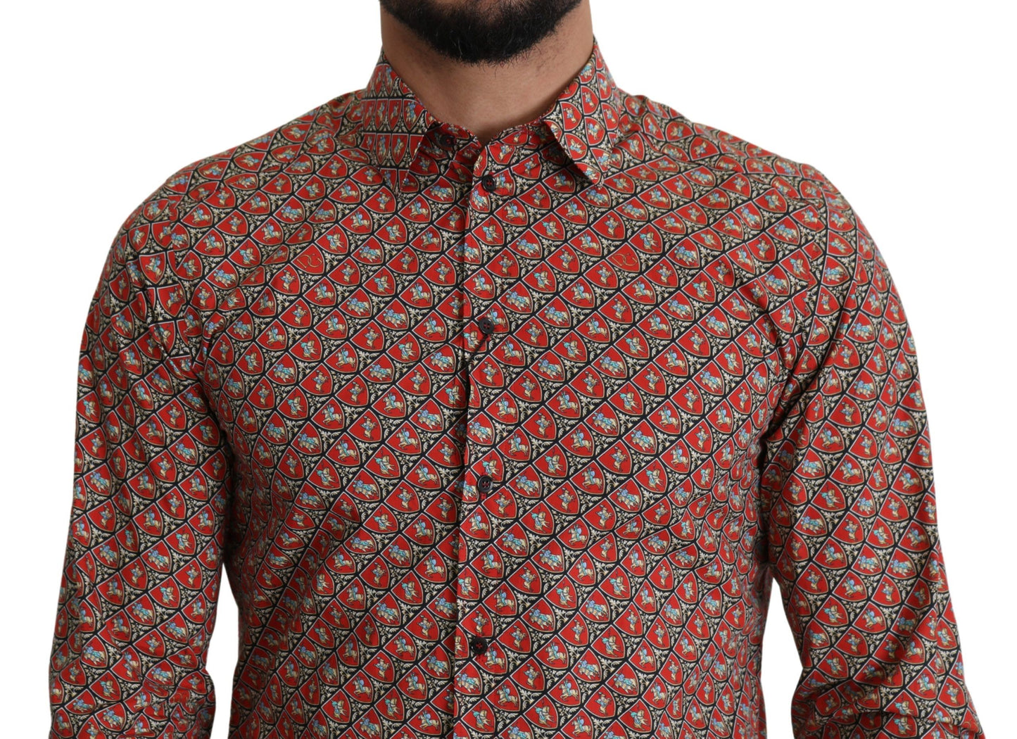 Dolce & Gabbana Elegant Red Martini Fit Cotton Shirt IT39 / S