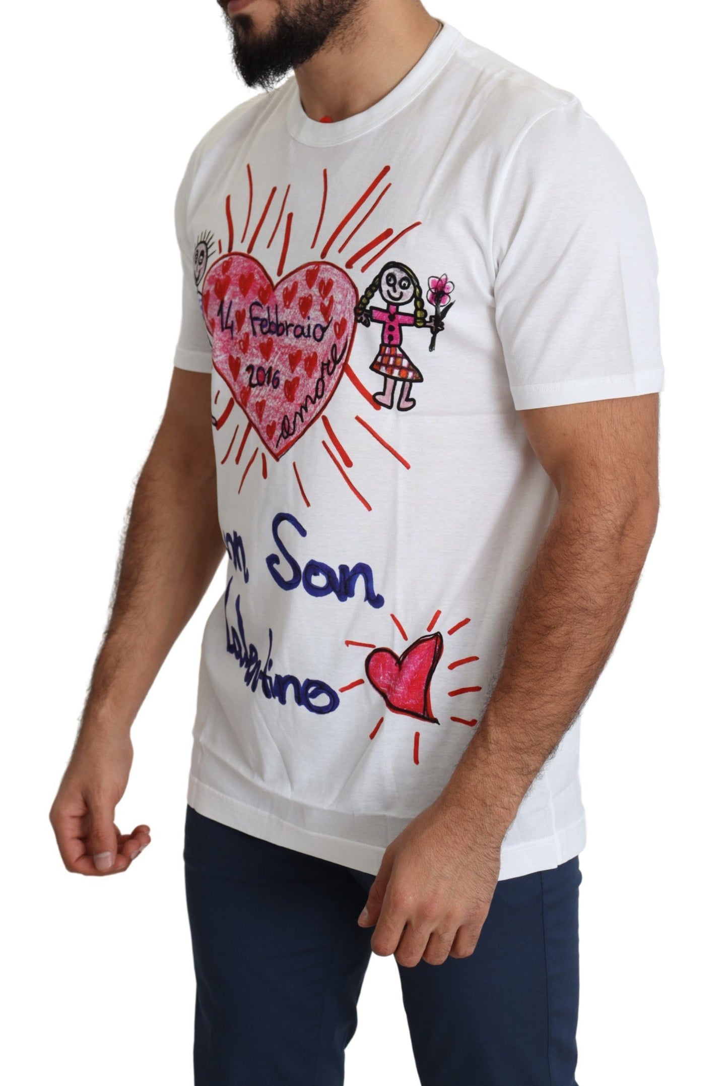 Dolce & Gabbana Romantic Heart Print Crew Neck Tee IT46 / S