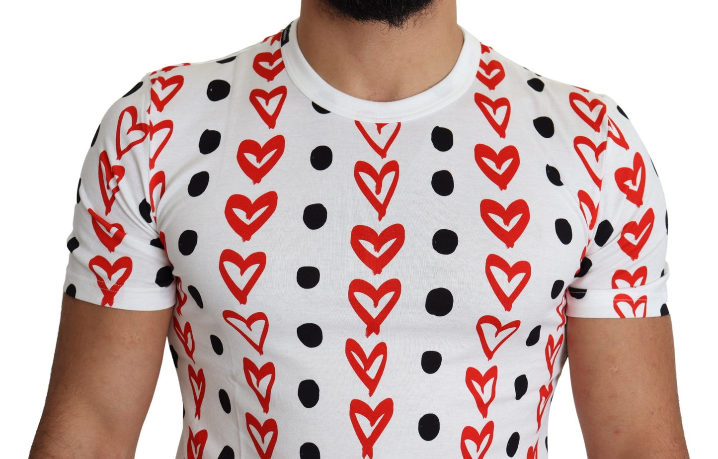 Dolce & Gabbana Chic White Cotton Tee with Heart Print IT48 / M