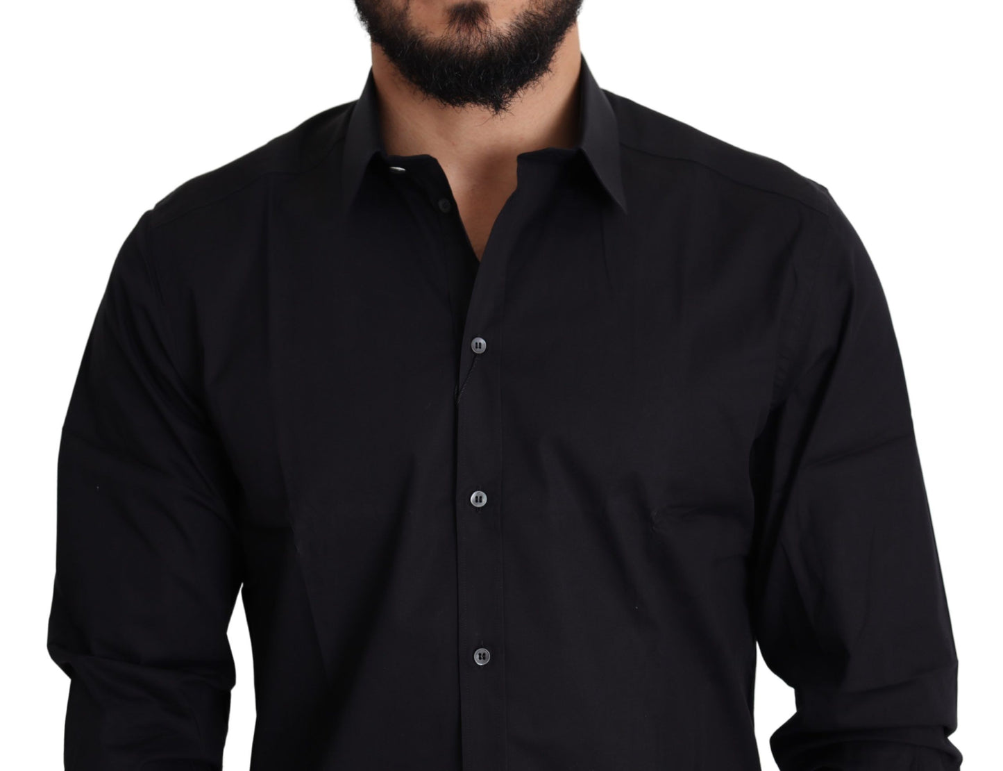 Dolce & Gabbana Elegant Black Cotton Stretch Dress Shirt IT38 | XS