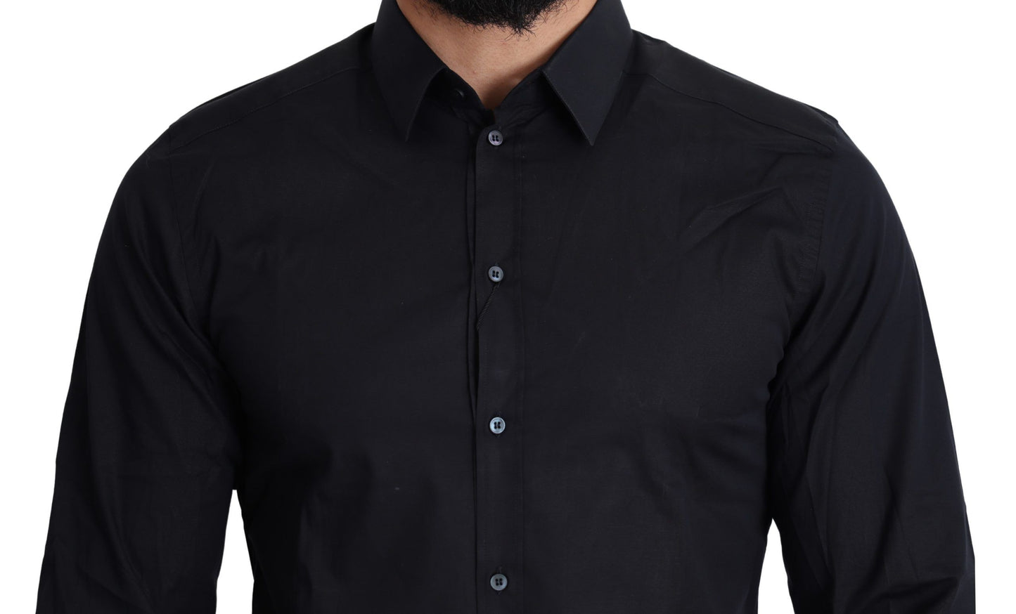 Dolce & Gabbana Sleek Black Slim Fit Cotton Stretch Dress Shirt IT38 | XS