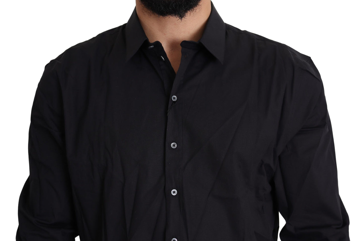 Dolce & Gabbana Elegant Slim Fit Black Dress Shirt IT38 | XS