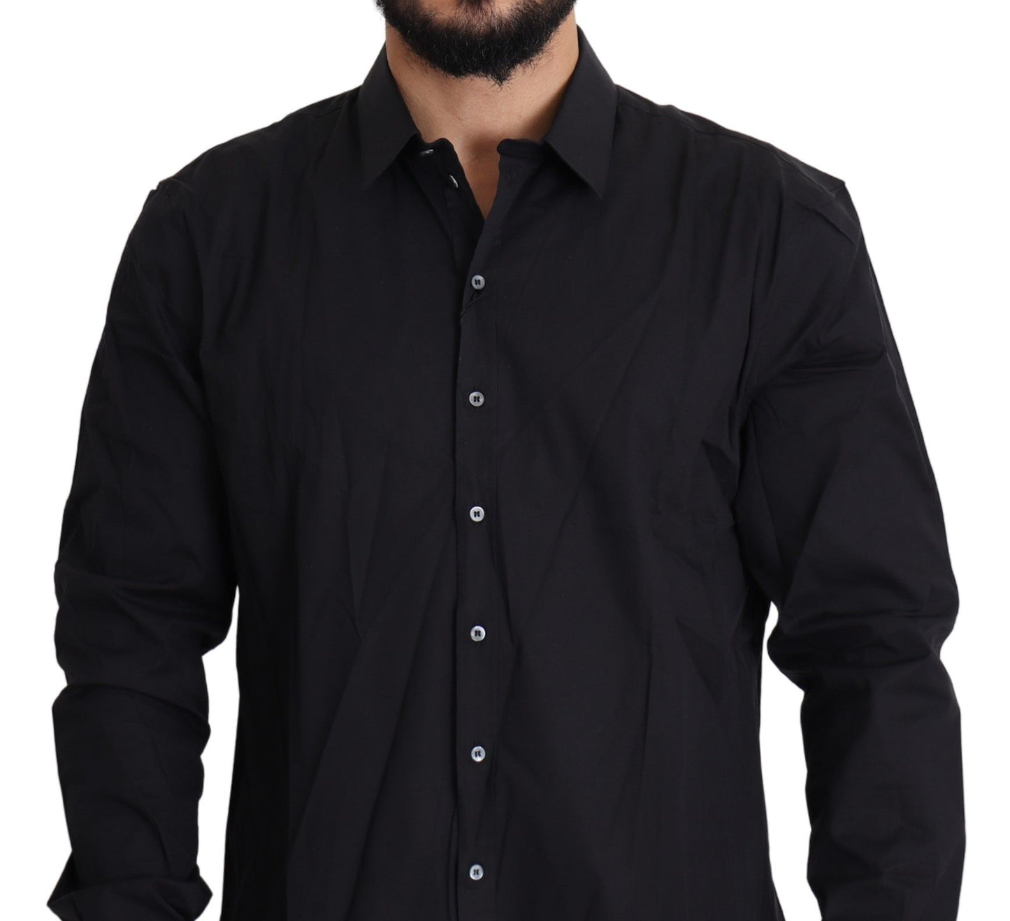 Dolce & Gabbana Elegant Slim Fit Black Dress Shirt IT38 | XS