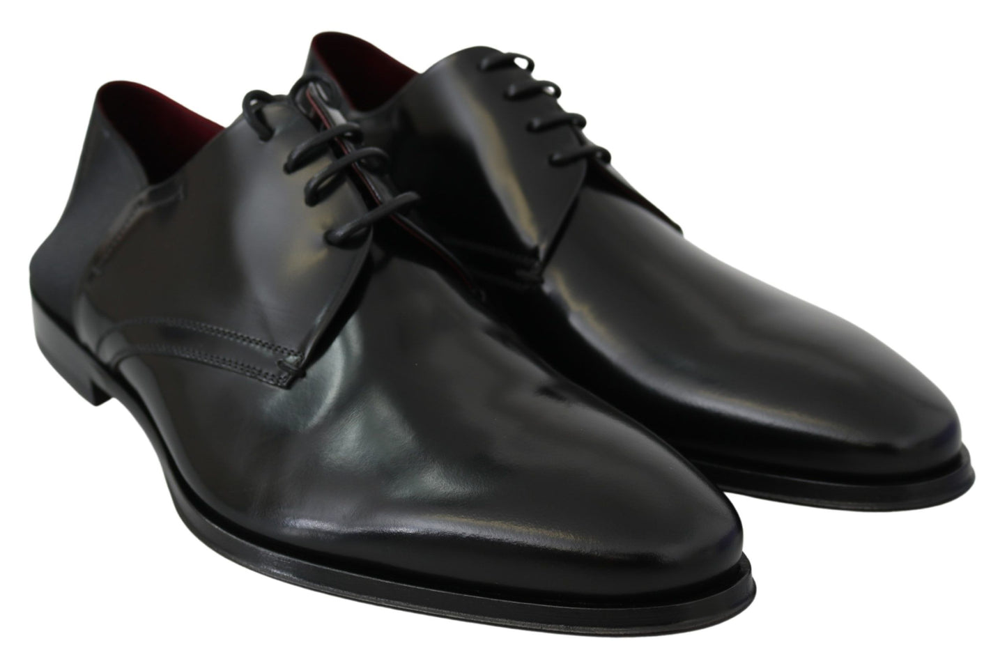 Dolce & Gabbana Elegant Black Leather Derby Shoes EU41.5 / US8.5