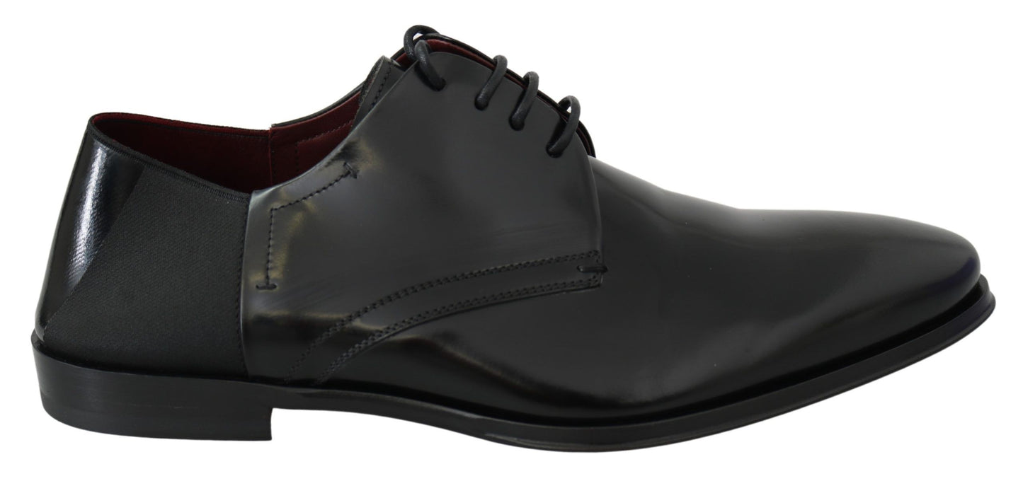 Dolce & Gabbana Elegant Black Leather Derby Shoes EU41.5 / US8.5