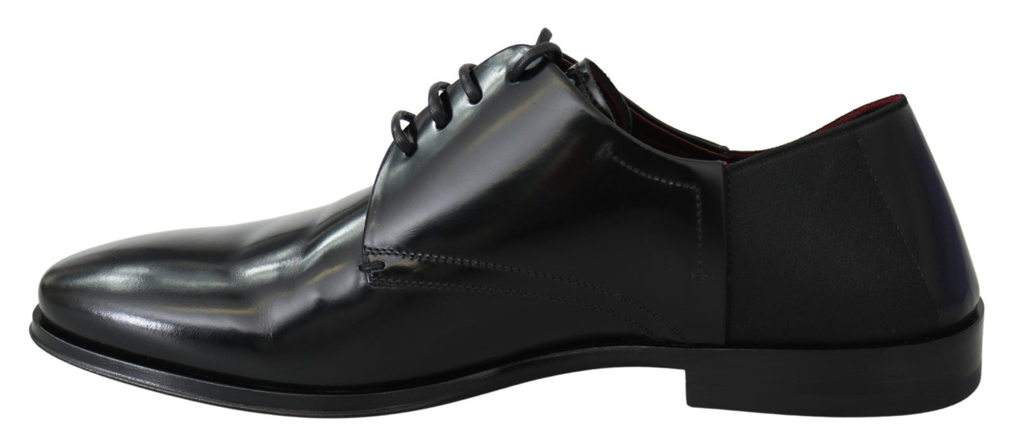 Dolce & Gabbana Elegant Black Leather Derby Shoes EU41.5 / US8.5