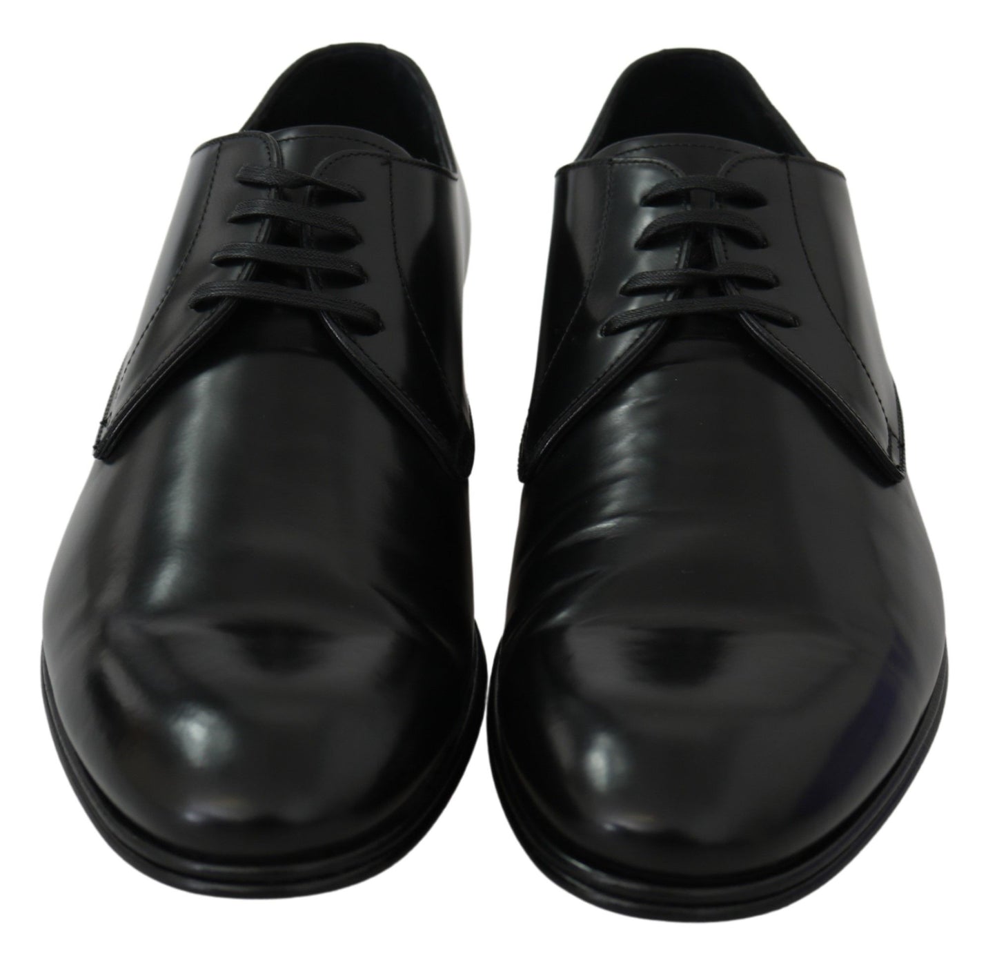 Dolce & Gabbana Elegant Black Leather Derby Shoes EU41.5 / US8.5