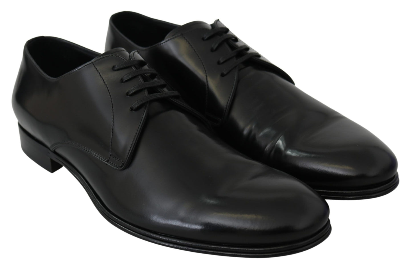 Dolce & Gabbana Elegant Black Leather Derby Shoes EU41.5 / US8.5