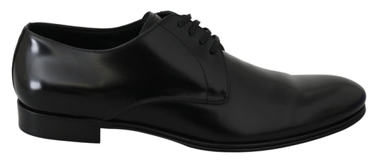 Dolce & Gabbana Elegant Black Leather Derby Shoes EU41.5 / US8.5