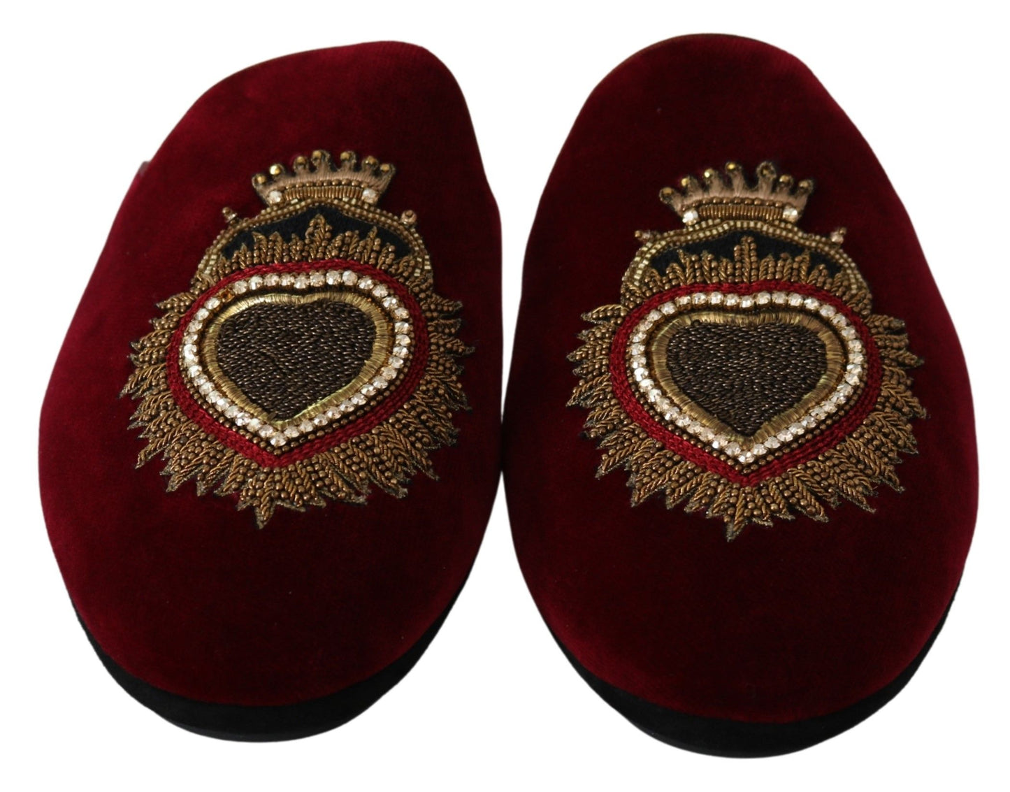 Dolce & Gabbana Red Velvet Embroidered Slides EU39 / US6