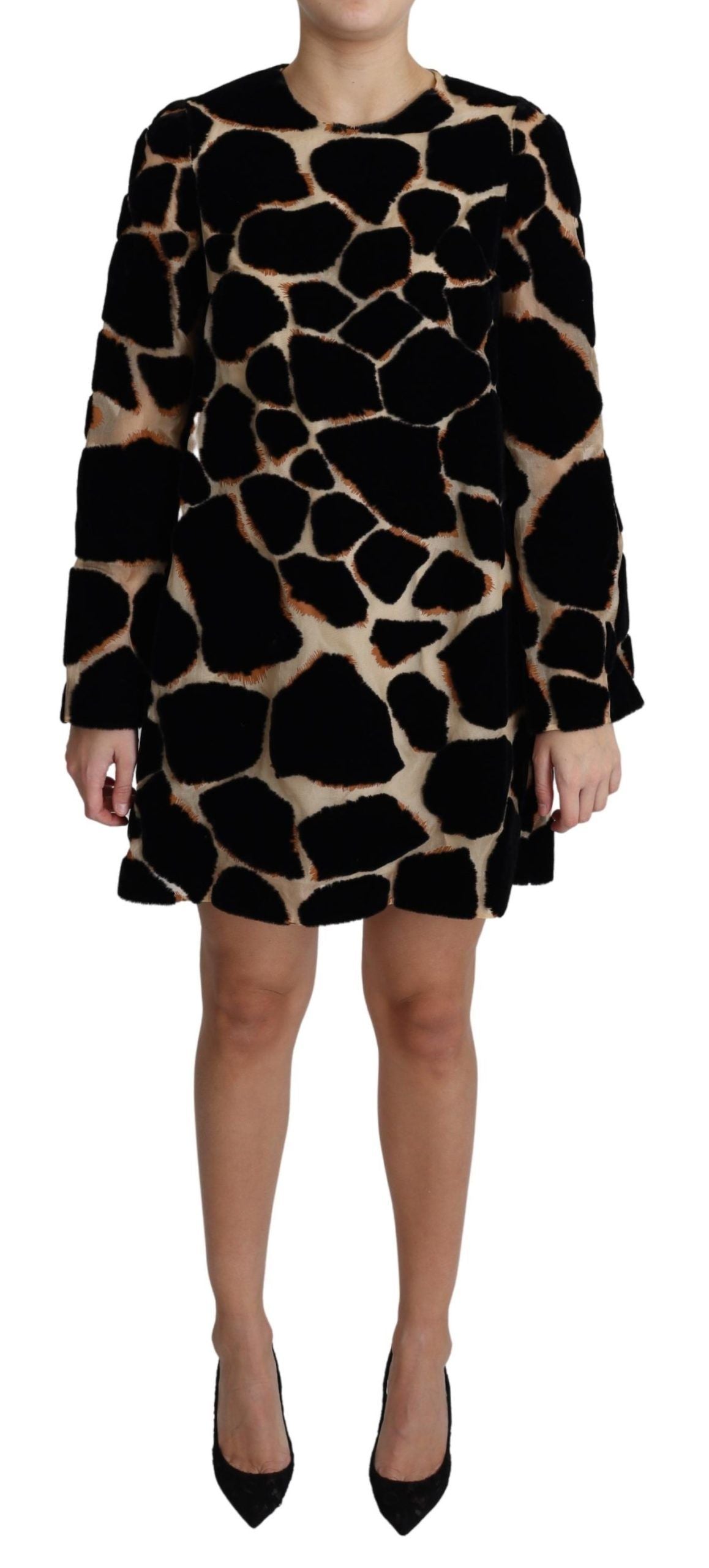 Dolce & Gabbana Chic Giraffe Print Shift Mini Dress IT36 / XS