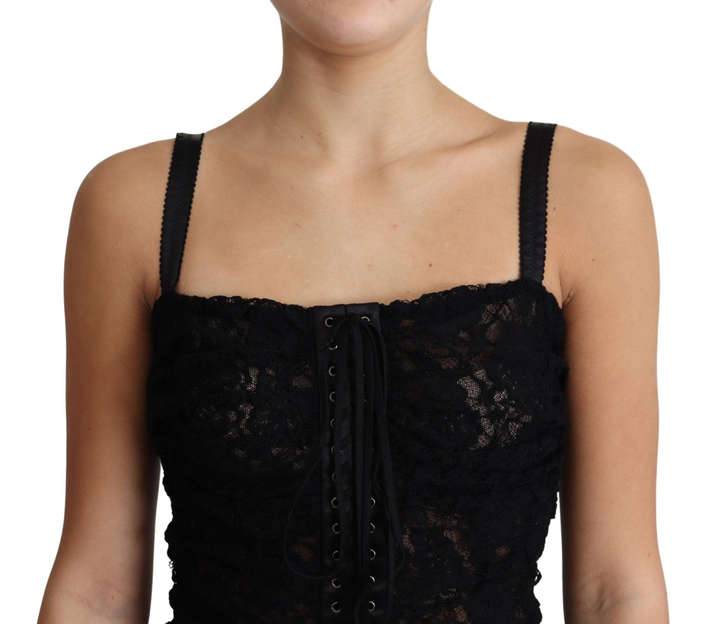 Dolce & Gabbana Elegant Black Lace Bustier Mini Dress IT38 | XS