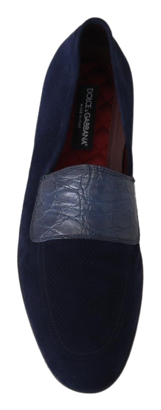 Dolce & Gabbana Elegant Blue Suede Leather Loafers EU39.5 / US6.5