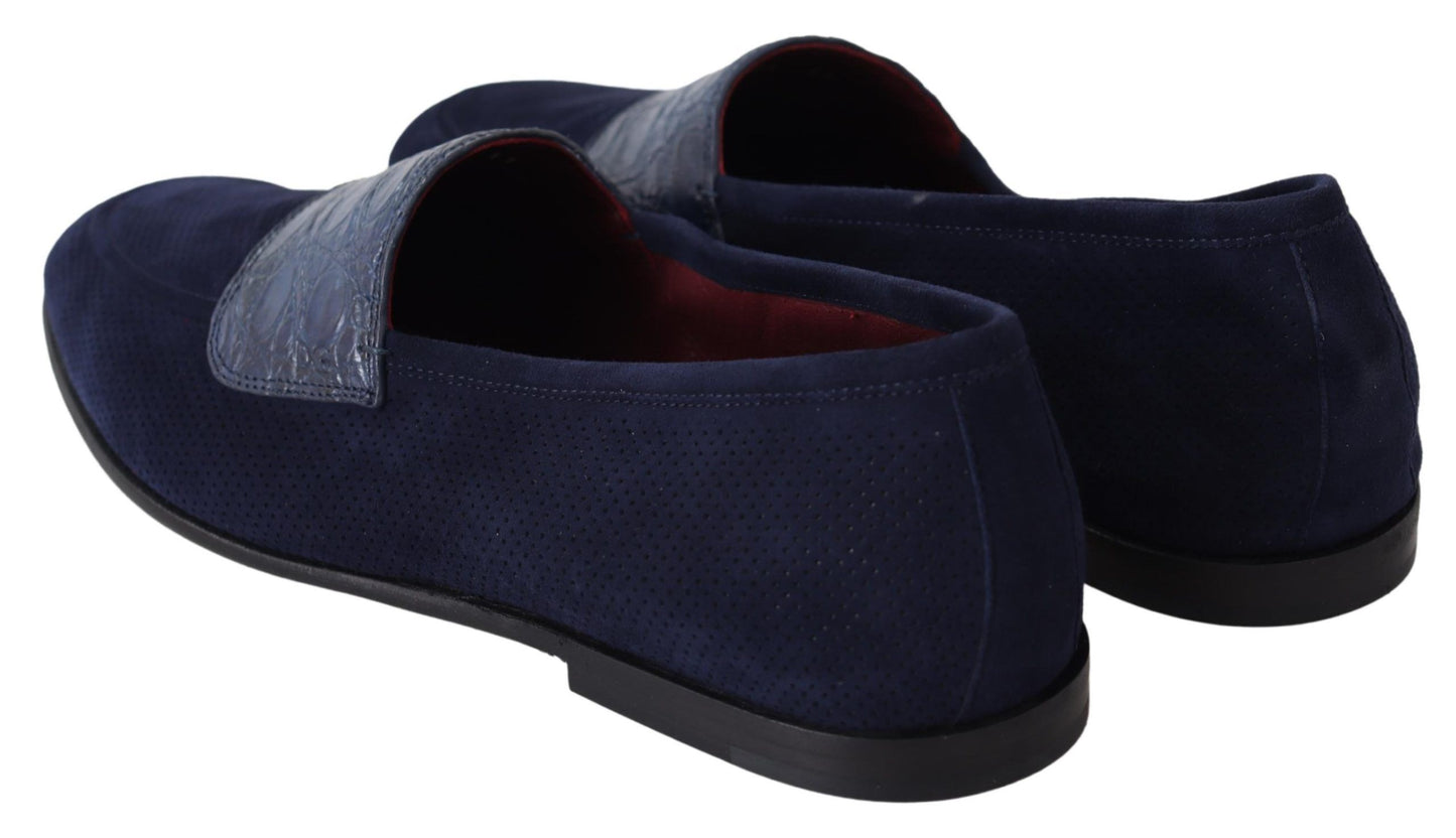 Dolce & Gabbana Elegant Blue Suede Leather Loafers EU39.5 / US6.5