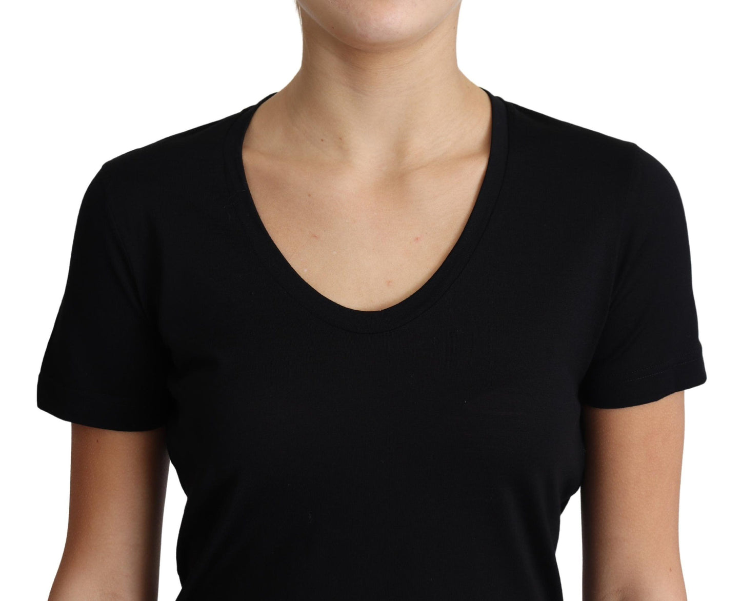 Dolce & Gabbana Elegant Black Wool Round Neck T-Shirt IT40 | S