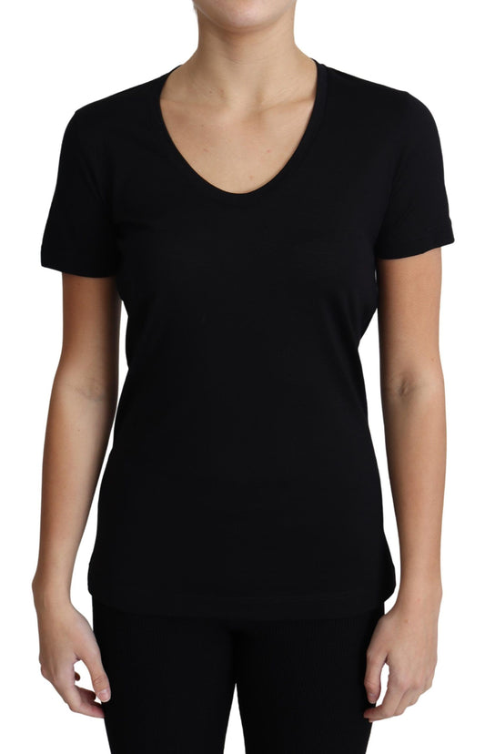 Dolce & Gabbana Elegant Black Wool Round Neck T-Shirt IT40 | S