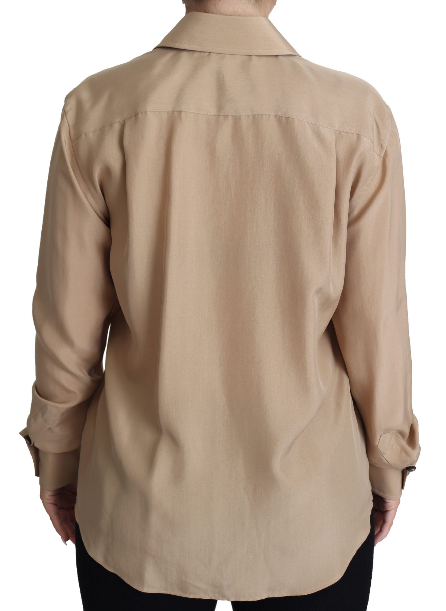 Dolce & Gabbana Elegant Beige Silk Shirt IT38 / XS