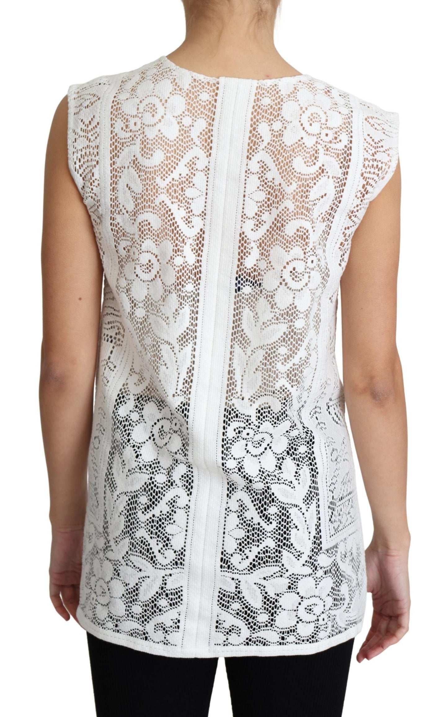 Dolce & Gabbana Chic Lace Floral Sleeveless Top IT36 / XS