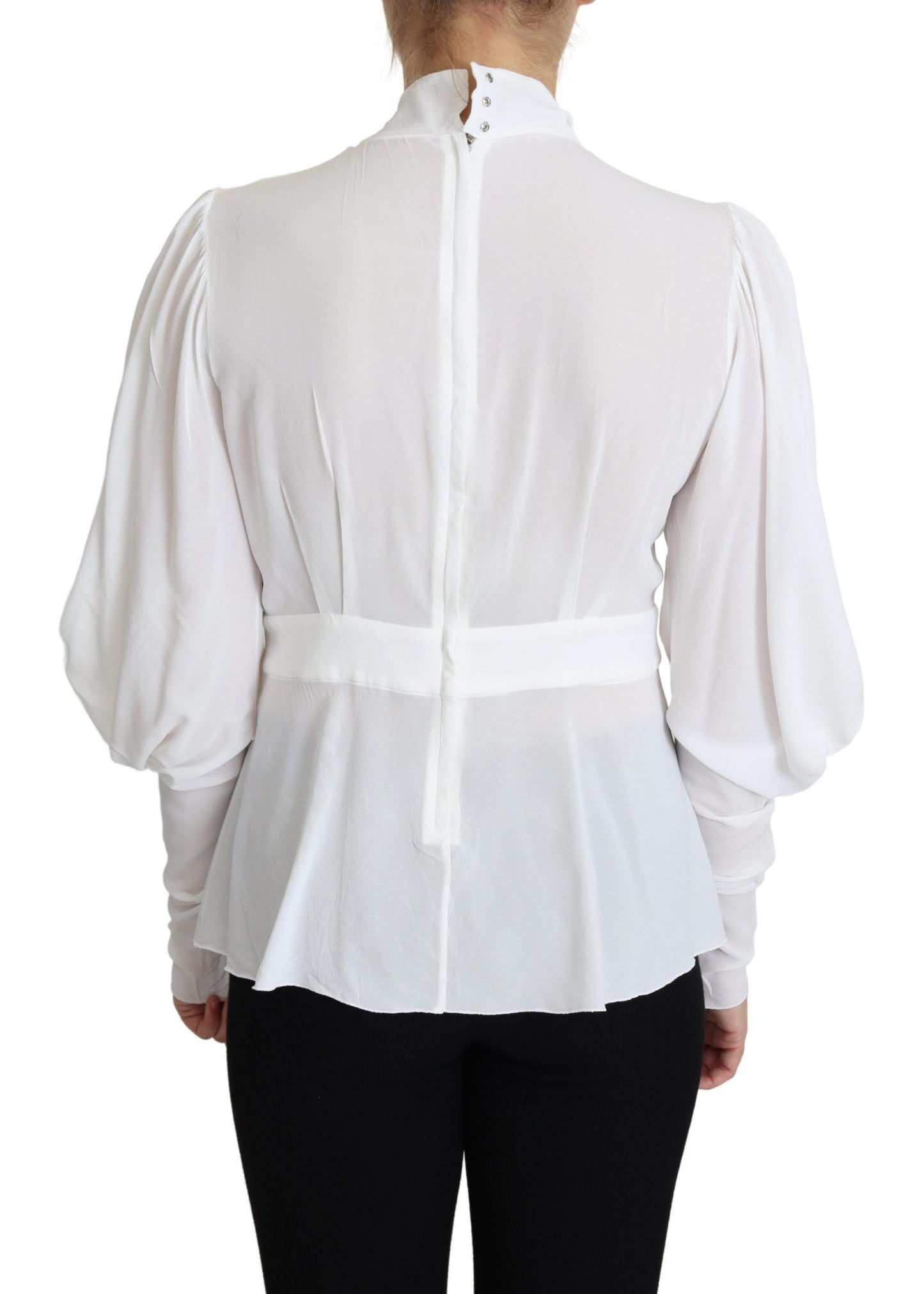 Dolce & Gabbana Elegant Snow-White Viscose Blouse IT44 | L