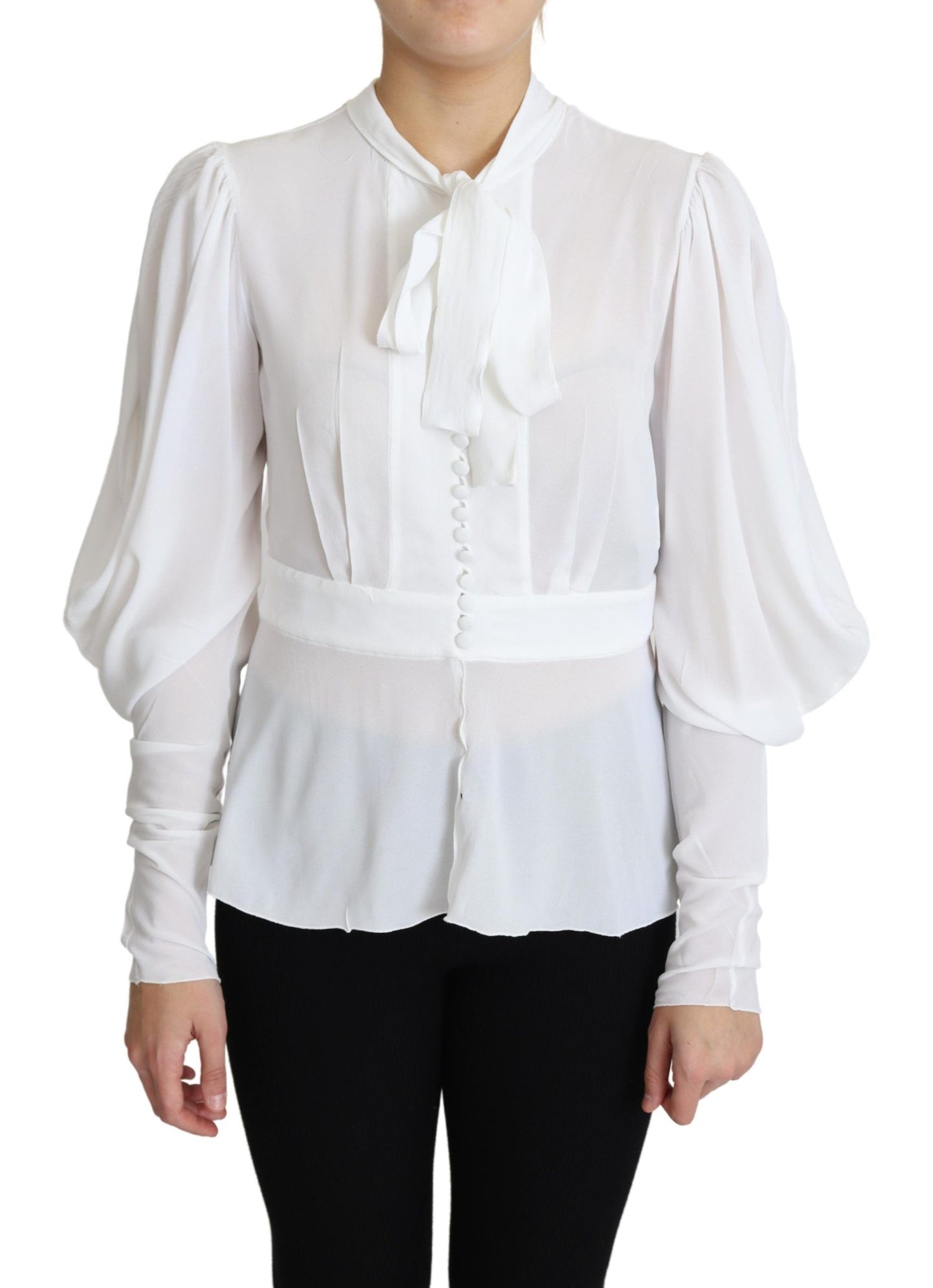 Dolce & Gabbana Elegant Snow-White Viscose Blouse IT44 | L