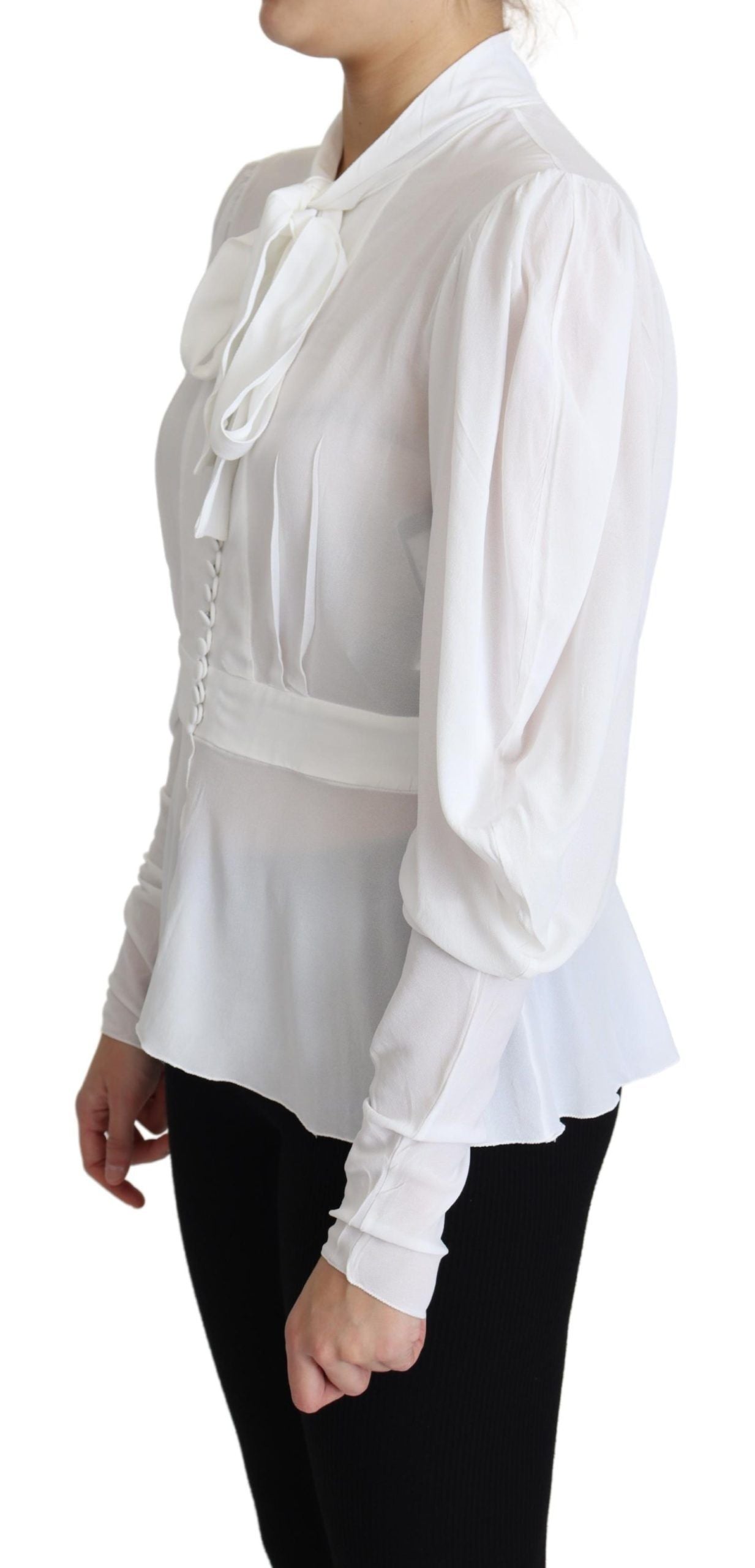 Dolce & Gabbana Elegant Snow-White Viscose Blouse IT44 | L