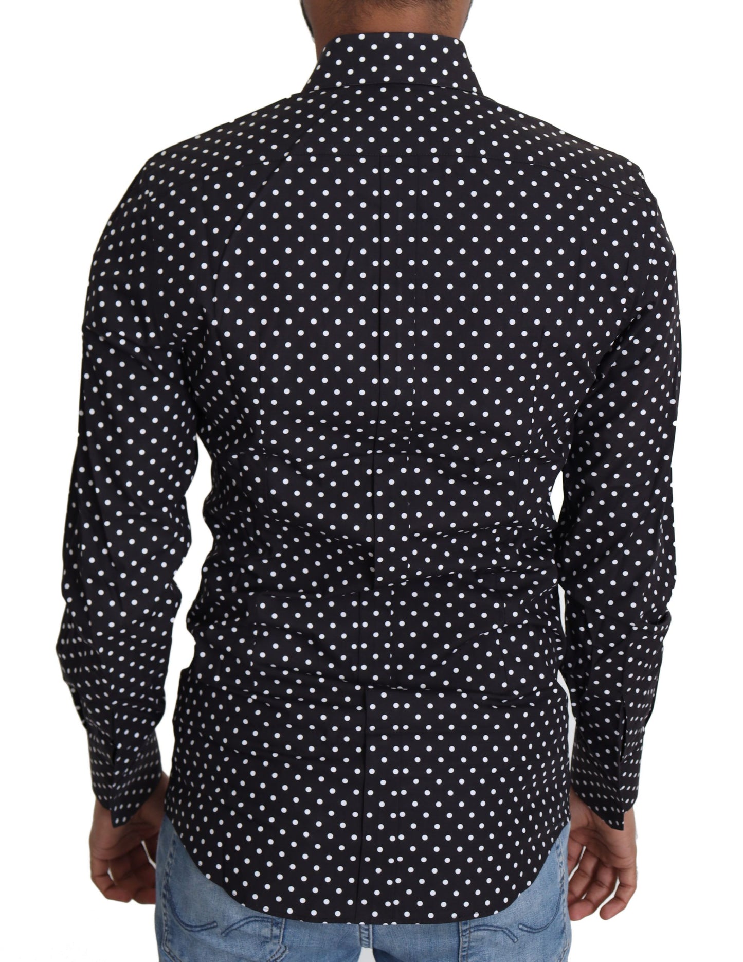 Dolce & Gabbana Elegant Polka Dot Men's Long Sleeve Shirt IT37 / XS