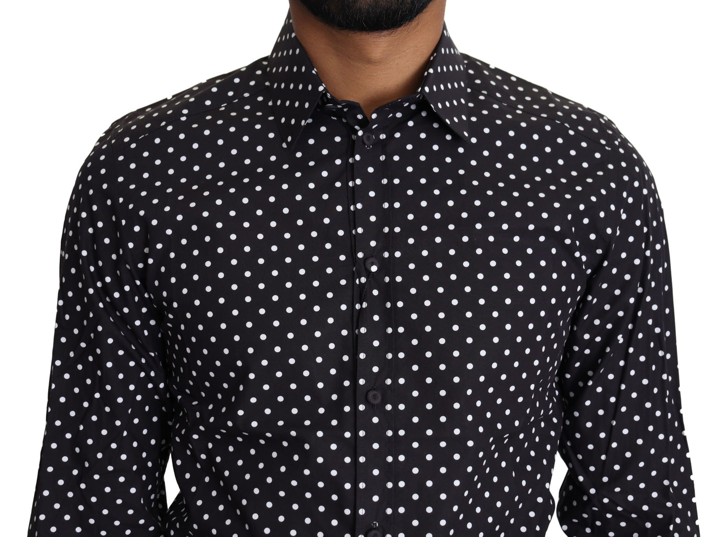 Dolce & Gabbana Elegant Polka Dot Men's Long Sleeve Shirt IT37 / XS